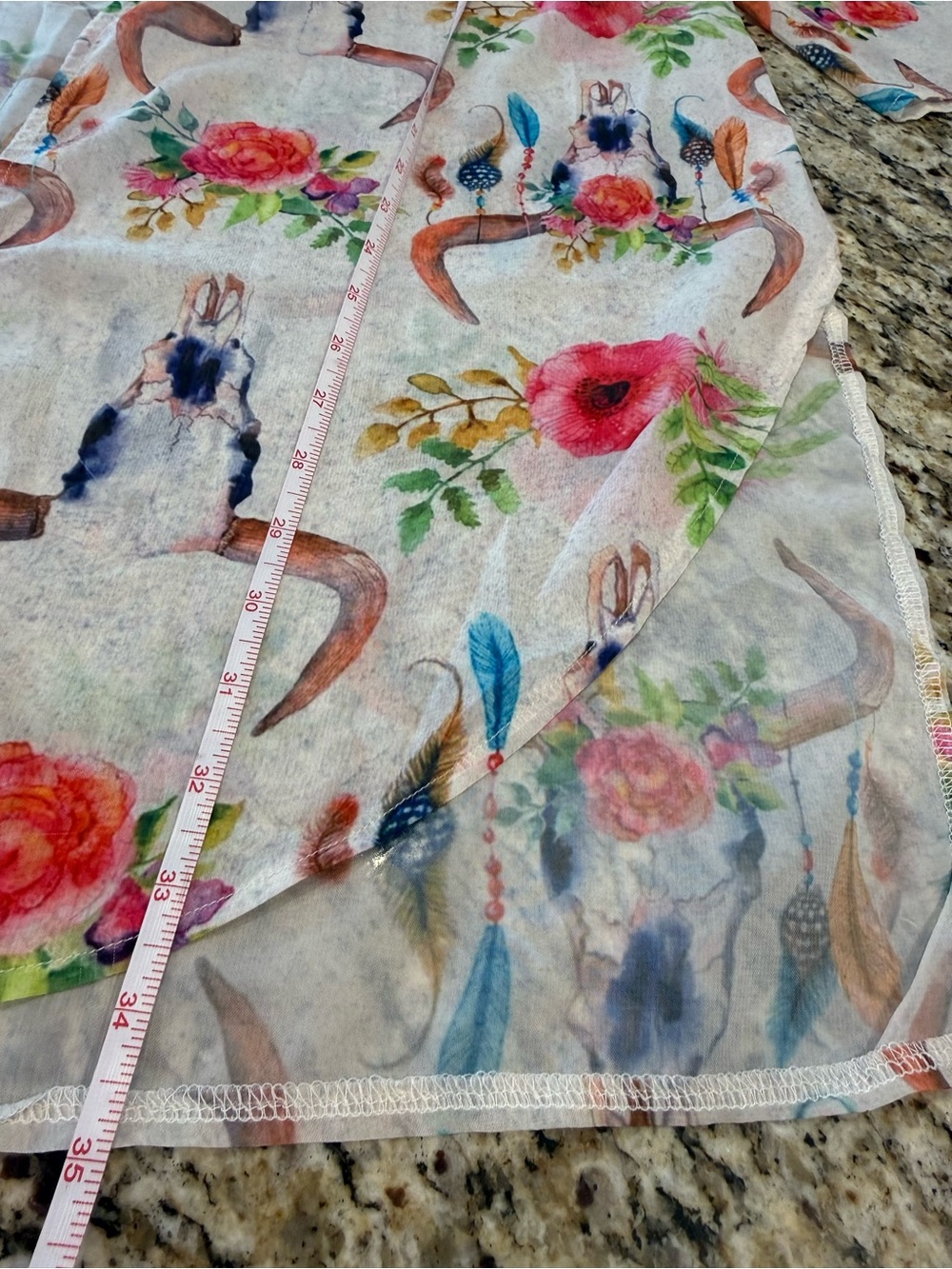 Grace & Emma western kimono coverup floral steer skulls SZ M/L - Picture 7 of 10